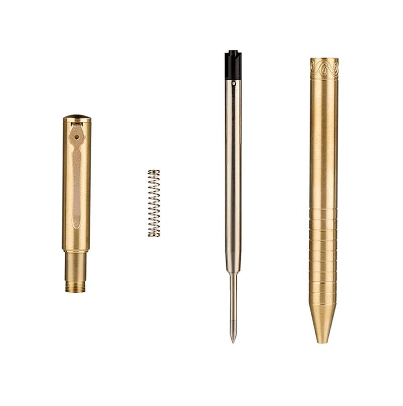 EKLOEN Twist Retractable Refill Solid Brass Pen, EDC Pocket Pen Signature Pen Pocket Pen with Clip