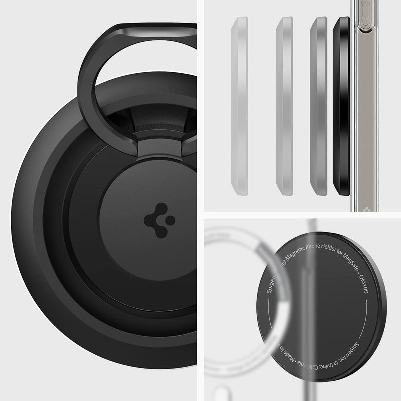 Spigen O-Mag Ring (MagFit) Magnetic Phone Holder Grip Designed for MagSafe (iPhone 14 Pro Max, 14 Pro, 14 Plus, 14, 13 and 12 Series) - Black