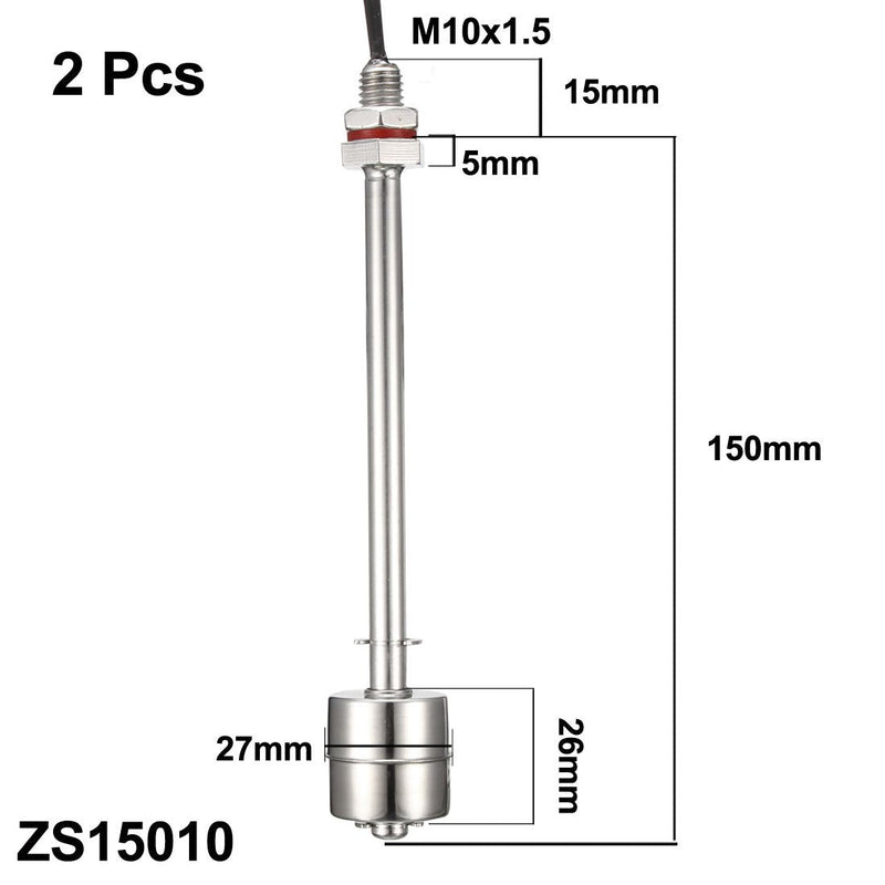uxcell Stainless Steel Float Switch for Water Pump Tank swim pool garden pond Liquid Water Level Sensor M11 165mm Length 2Pcs