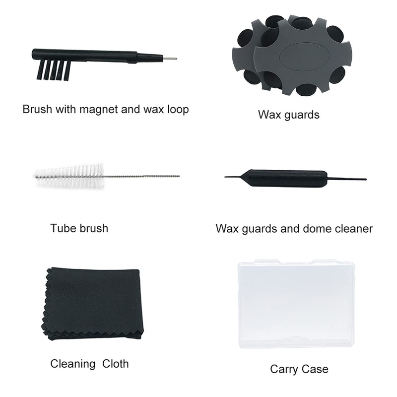 Hearing aid Wax Guards (1mm) Replacement Wax Filters for Oticon ProWax miniFit Wax Traps, Hearing Amplifier Cleaning Brush kit Tools with Carry case -2Packs/ 12Filters (Gray, 2pck) Gray