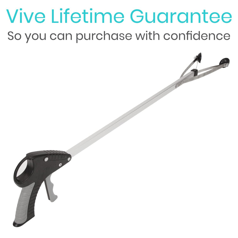 Vive Suction Cup Reacher Grabber (2 Pack) - 32 Inch Heavy Duty Mobility Grip Hand Aid - Handle Tool Light Bulb Remover, Long Handled Trash Litter Picker, Garbage Garden Nabber, Extender Arm Pickup 2