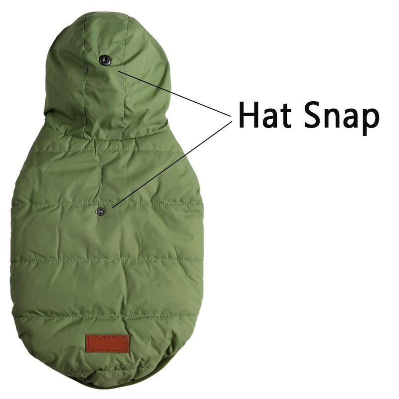Vecomfy Fleece Lining Extra Warm Dog Hoodie in Winter,Small Dog Jacket Puppy Coats with Hooded Green XS X-Small