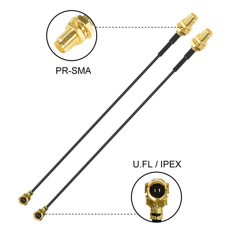 8dBi WiFi Antenna RP-SMA Male Wireless Network 2.4GHz 5.8GHz Dual Band with U.FL/IPEX to RP-SMA Female Pigtail Cable for Mini PCIe Card Wireless Routers, PC Desktop, Repeater, FPV UAV Drone, PS4-2PCS
