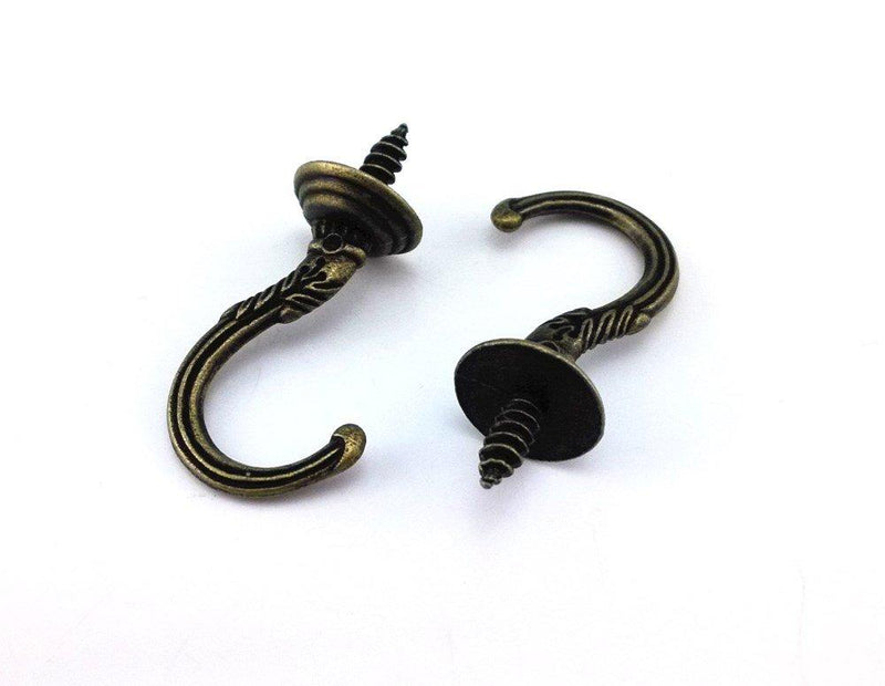 yueton 20pcs Vintage Carving Screw-in Wall Ceiling Hooks Cup Hooks Hanger 1/2inch Open Mouth
