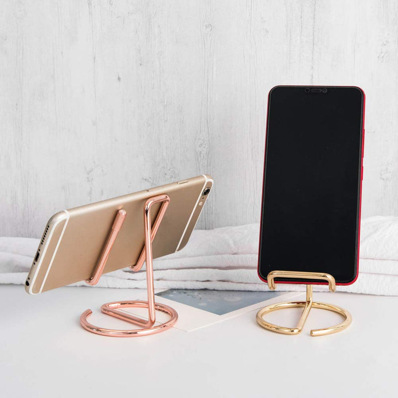 Cell Phone Iron Stand Holder, Rose Gold Universal Portable Tablets Holder, Compatible with All Mobile Phones by HubHnb (Golden) golden