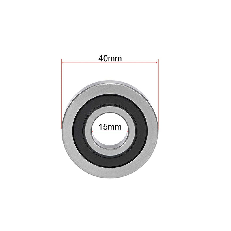 uxcell LR202-2RS/6202X1 Deep Groove Ball Bearings 15mm Inner Dia 40mm OD 11mm Bore Double Sealed Chrome Steel Z2 2pcs 15mmx40mmx11mm