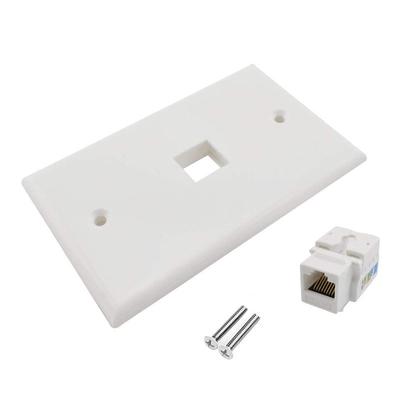 CAT.6 RJ45 Ethernet Wall Plate, OZXNO 1-Pack Cat6 Network Keystone Jack Inline Coupler Faceplate with RJ45 Module Connector Compatible with Cat7/6/6e/5/5e Devices (1 Port) 1-Port