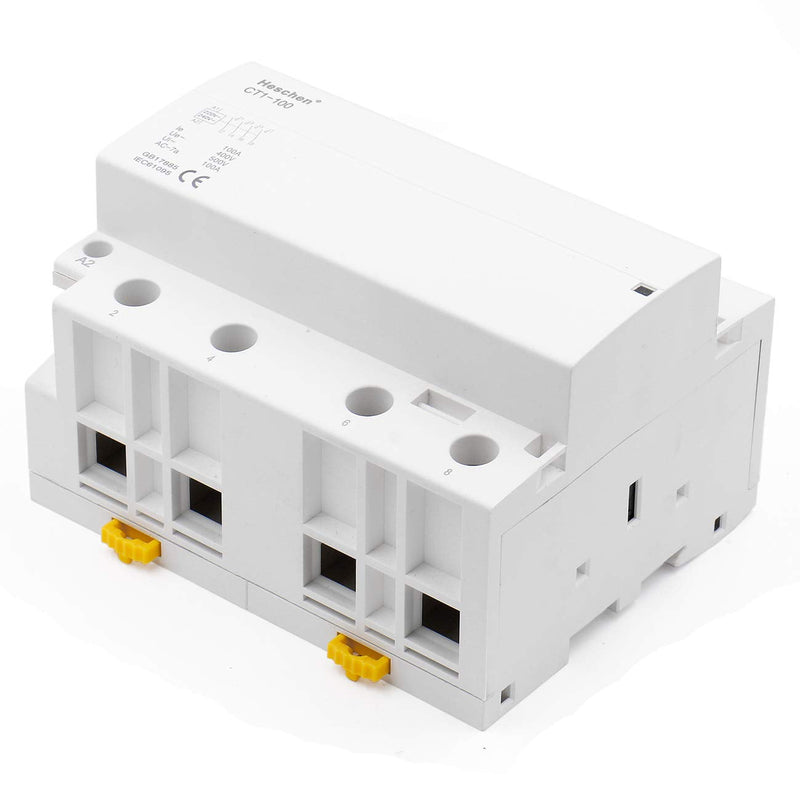 Heschen household AC contactor CT1-100 4 pin four normally open, AC 220V/240V coil voltage, 35mm DIN rail mounting