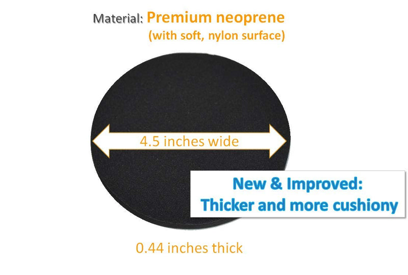 Desk Dots! Elbow, Arm & Wrist Rest Cushioning Pads for Pressure Point & Pain Relief on Gaming & Work Surfaces; Made of Neoprene with Soft Nylon Surface; 4.5" Wide, 0.44" Thick; 2-Pack! (Pitch Black) Pitch Black