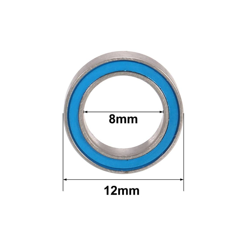 uxcell MR128-2RS Deep Groove Ball Bearing 8x12x3.5mm Double Sealed ABEC-3 Bearings 4-Pack Blue