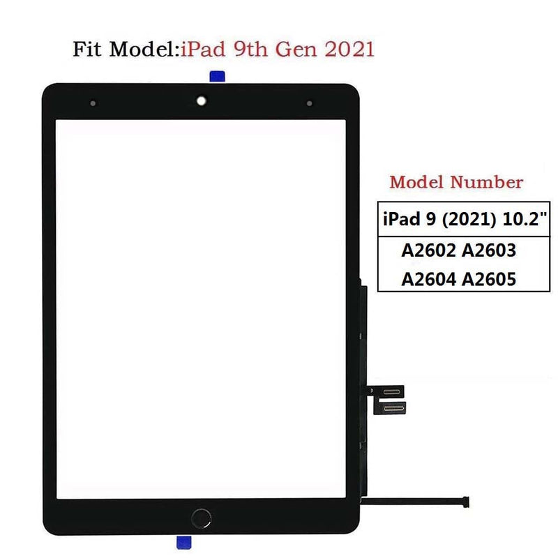 Zentop for Black iPad 9 2021 9th Generation Touch Screen Digitizer Replacement A2602 A2603 A2604 A2605 with Home Button,Camera Bracket,Pre-Installed Adhesive,Tool Repair Kit