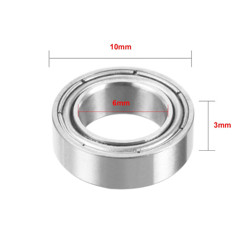 uxcell 20pcs MR106ZZ 6mmx10mmx3mm Double Shielded Miniature Deep Groove Ball Bearing