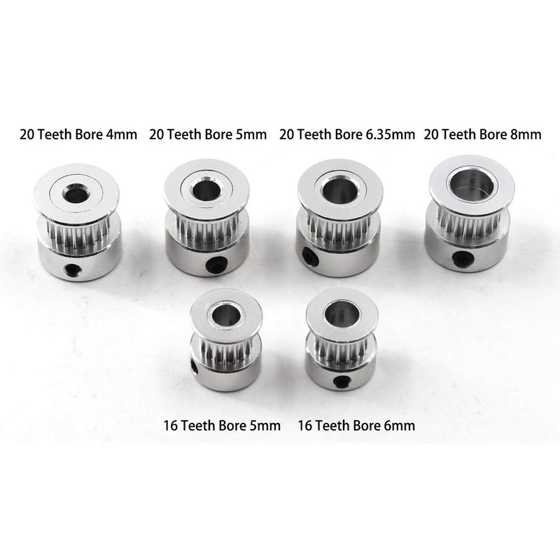 GT2 Aluminum Timing Belt Pulley kit 16 Teeth Bore 5mm and M2 Wrench for 3D Printer 6mm Width Timing Belt (Pack of 5pcs)