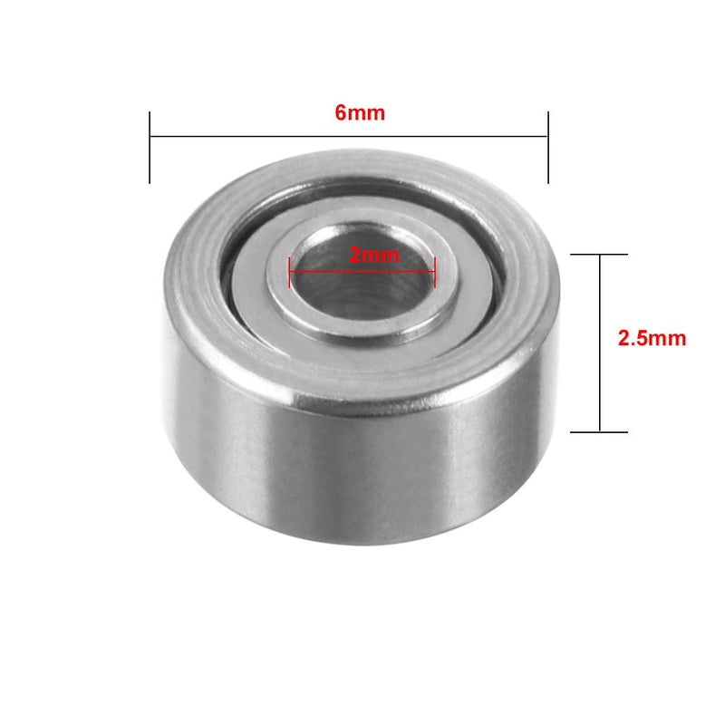 uxcell 20pcs MR62ZZ 2mmx6mmx2.5mm Double Shielded Miniature Deep Groove Ball Bearing