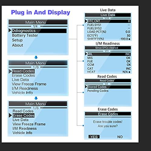 VDIAGTOOL VD10 OBD2 Scanner Car Code Reader, Smog Check, Engine Fault Code Reader, Live Data, Freeze Frame, Vehicle Voltage Test, Turn Off Check Engine Light