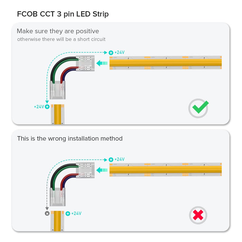 BTF-LIGHTING FCOB CCT RGB 4pin 10mm Connector kit 12pcs Transparent Connector 6pcs 15cm long 22AWG extension cable wire/board to board for gap-free soldering and 4pin LED light corner connection