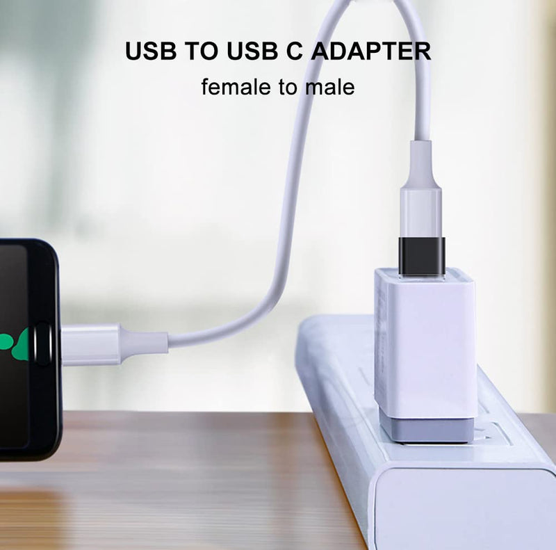 USB C to USB Adapter (4 Pack), USB Female to USB Type-C Male OTG Adapter Compatible with MacBook Pro, Samsung Galaxy, Type-C Phones, Laptops, Tablets and More (2 Black and 2 White)