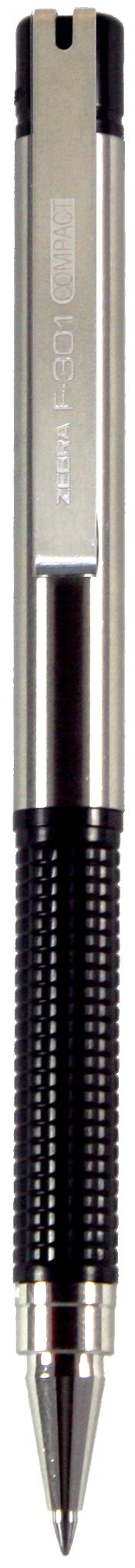 Zebra F-301 Compact Ballpoint Stainless Steel Capped Pen, Fine Point, 0.7mm, Black Ink, 1-Count 1 Pack