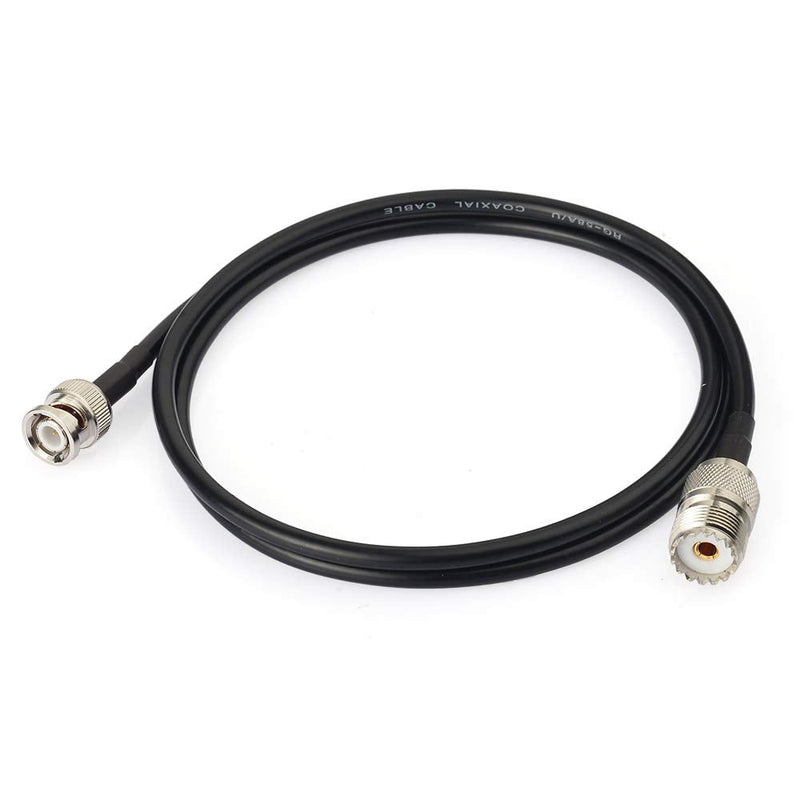 Eightwood UHF Female SO239 to BNC Male Adapter RG58 Antenna Jumper Cable 3 Feet for Handheld CB Radio, Amateur Radio, Ham Radio, Radio Scanner