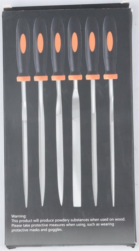 Preciva file set, workshop file set, 6 pieces. File set, file set including flat file, half round, round file, needle file for workshop DIY for rough machining and roughing orange