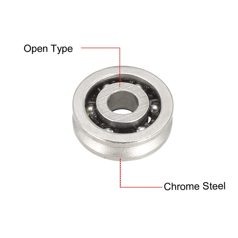 uxcell V623 V-Groove Ball Bearing 3x10x3mm 623VV Open Type Guide Pulley Wheel Bearings 10 Pack