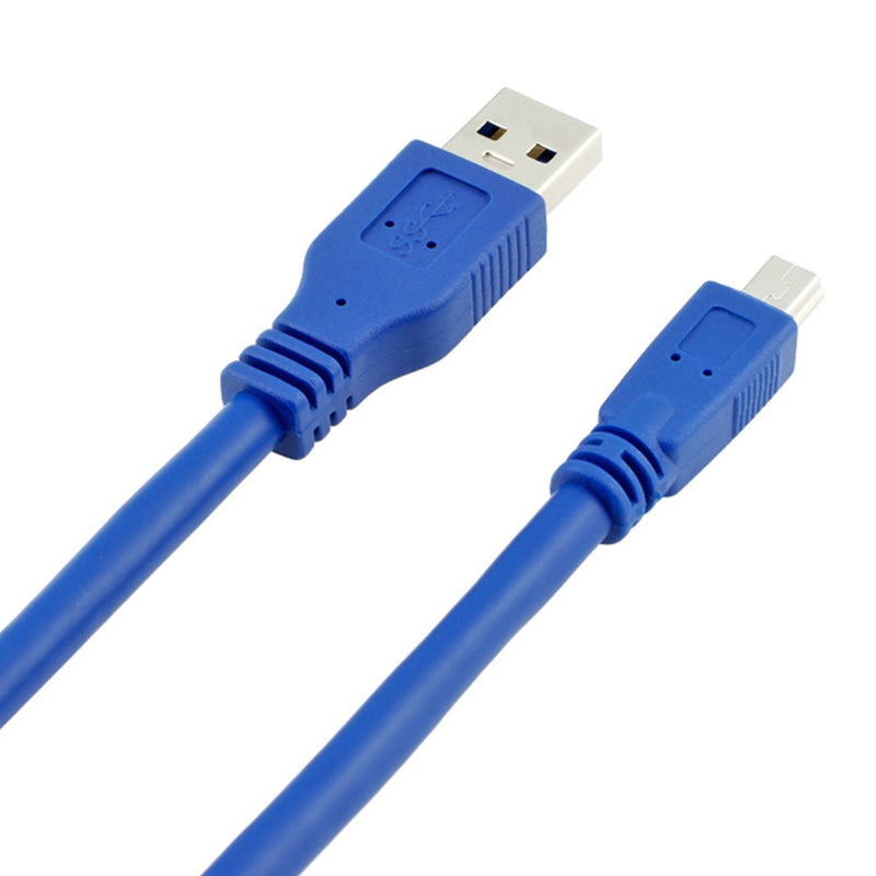 Bluwee USB 3.0 Cable - Type A-Male to Mini B 10-Pin Male - 1.8 Meters (6 Feet) - Round Blue 6 FT