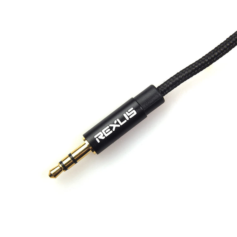 REXUS RCA Audio Cable 6 feet (1.8 M), 3.5mm Male to 2-Male RCA Stereo Audio Adapter Aux Cable Gold Plated Copper Aluminum Protect Shell(RCA35H18) Black