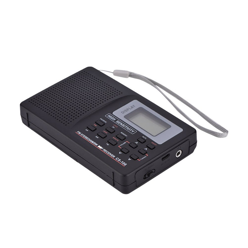 Yoidesu Portable Digital AM FM Stereo Radio FM/AM/SW/LW/TV Sound Digital Tuning Full-Band Radio Receiver with Alarm Clock (Step Value 9k) Step value 9k
