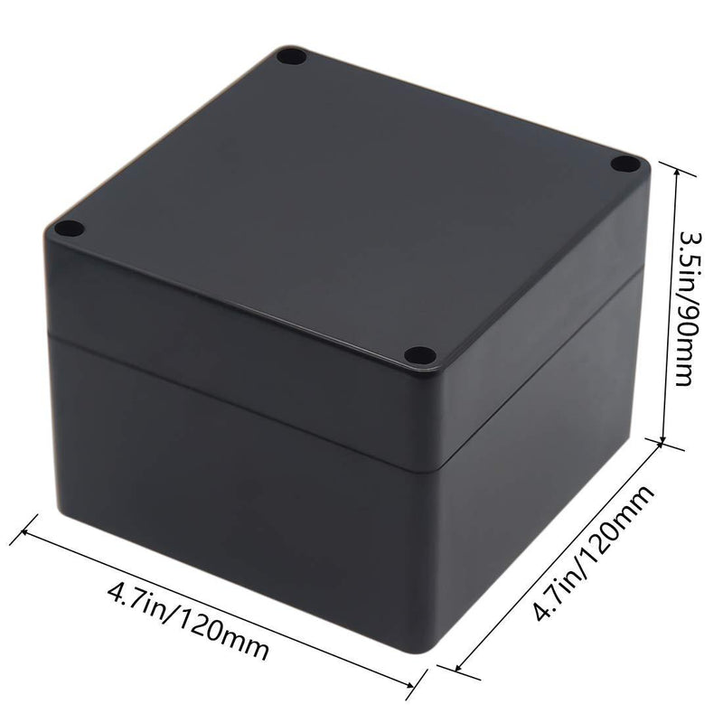 Project Box, Zulkit Junction box IP65 Waterproof ABS Plastic Electrical boxes Electronic Enclosure Black 4.7 x 4.7 x 3.5 inch(120 x 120 x 90 mm)(Pack of 1) 4.7" x 4.7" x 3.5"(Pack of 1)