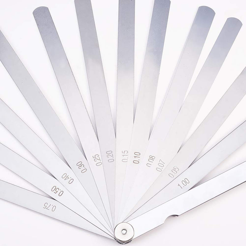 Metric Feeler Gauge,Manganese Steel Gap Measure Tool 200mm/7.9-inch Length with 14 Blades 1pcs, (Bettomshin)