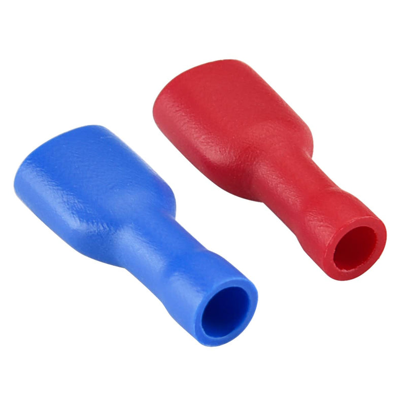 Heschen quick coupling socket vinyl fully insulated, 6.3 x 0.8mm cable lug, red for 0.5-1.5mm² (22-16 AWG), blue for 1.5-2.5mm² (16-14 AWG), 100pack