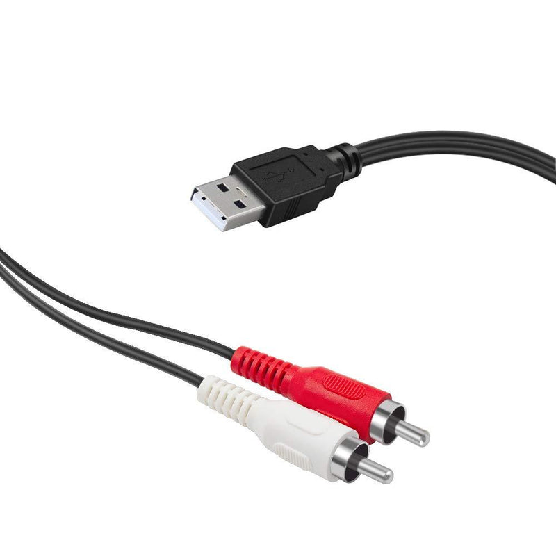 Duttek RCA to USB Cable, USB to RCA Cable,USB 2.0 Male to 2 RCA Male Video AV A/V Converter Camcorder Audio Capture Card Splitter Adapter Cable for TV/Mac/PC (5 Ft/1.5m) usb 2.0 male to rca male