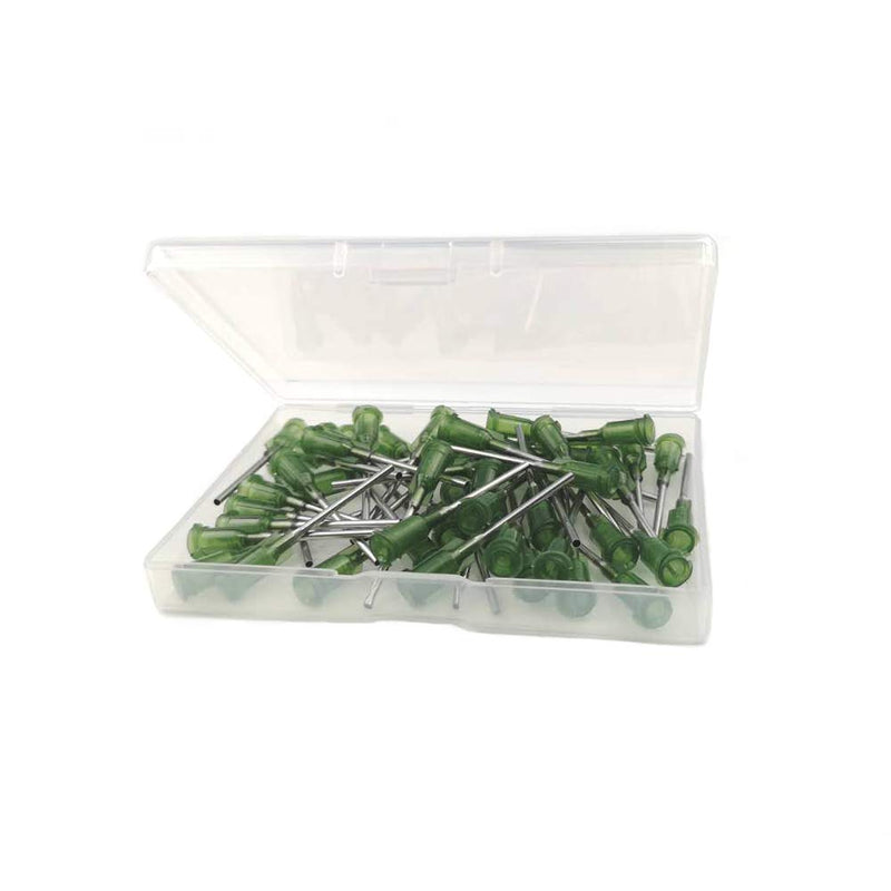 14 Ga 1 Inch Blunt Tip Dispensing Needle with Luer Lock,Precision Applicator(Olive,50 Pcs)