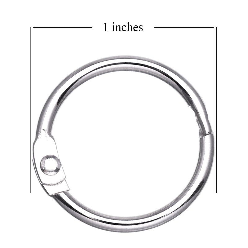 Antner Book Rings 1-Inch Small Binder Rings Nickel Plated Metal Loose Leaf Rings, 120 Pack 1 Inch/25mm