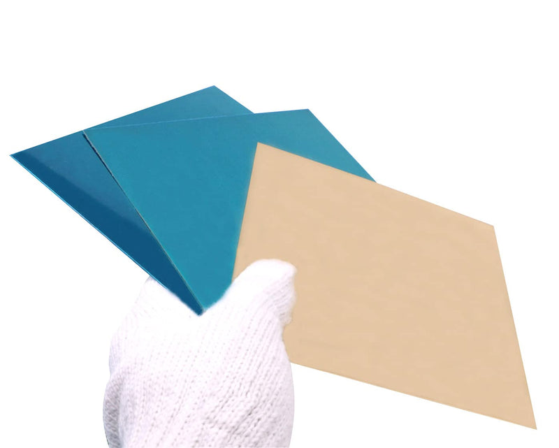 Daseyyue 3 Pcs C280 Brass Sheet, 6" x 6", 24 Gauge(0.02"/0.51mm) Thickness, No Scratches, Protective Film on Both Sides