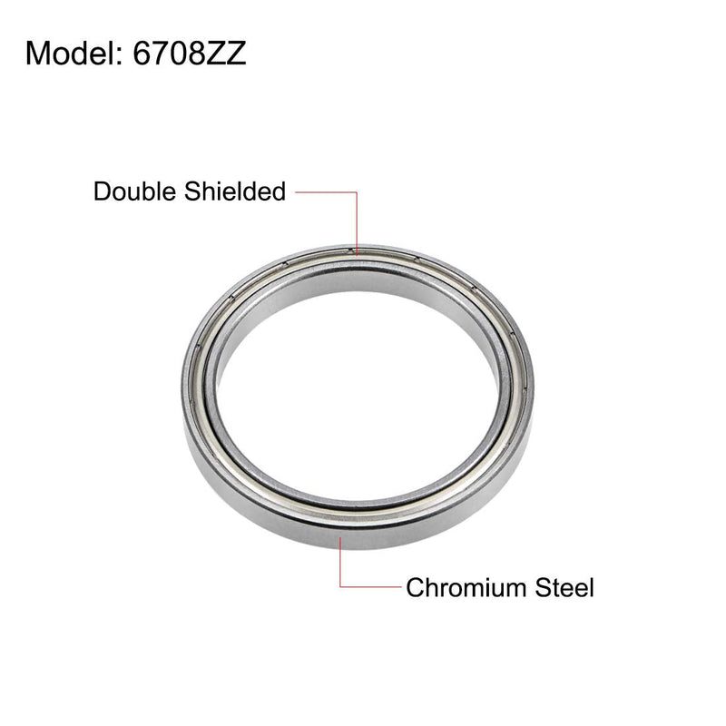 uxcell 6708ZZ Deep Groove Ball Bearings 40mm x 50mm x 6mm Double Shielded Chrome Steel Z2 ABEC1 40x50x6mm