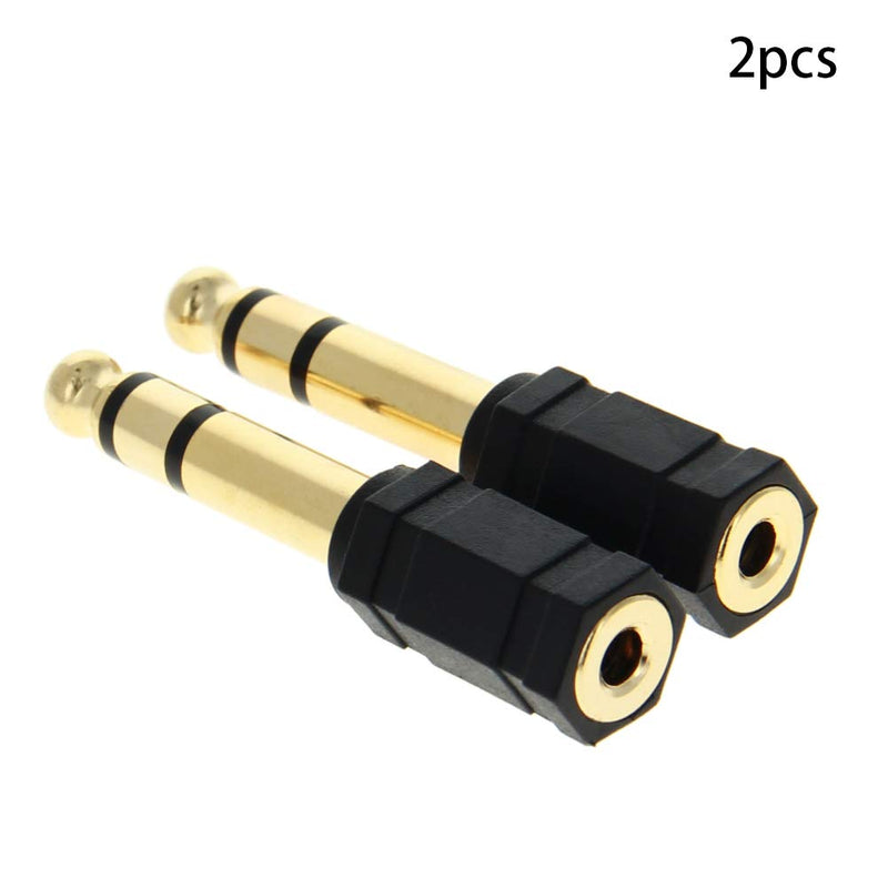 Fielect 6.35mm Male to 3.5mm Female Connector Stereo Audio Video Adapter Coupler 2Pcs 2Pcs 6.35mm Male to 3.5mm Female LY-1051