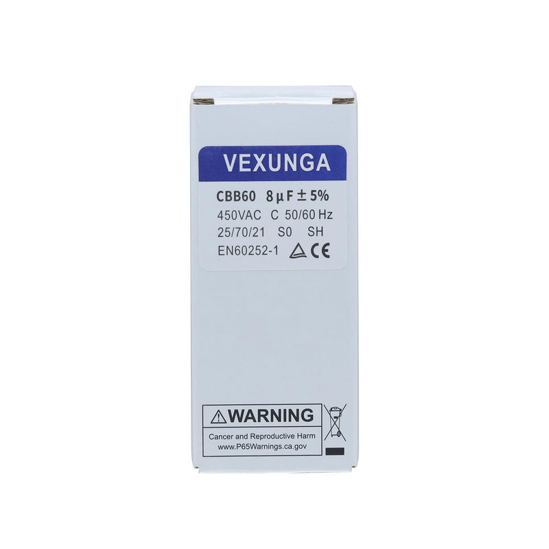 VEXUNGA motor capacitor starting capacitor 8µF 450V capacitor 8uF 8uF 450 volt 35x65MM CBB60 capacitors plug M8 for electric motor