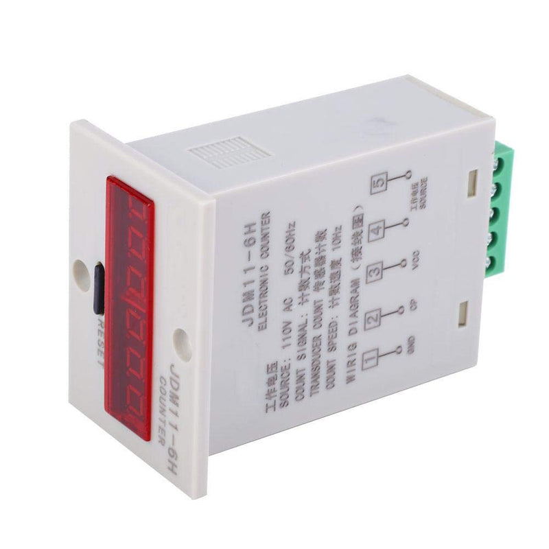 JDM11-6H Electronic Counter 6 Digits LED Digital Display Counter Relay Transducer Count Accumulating Counter (AC110V)