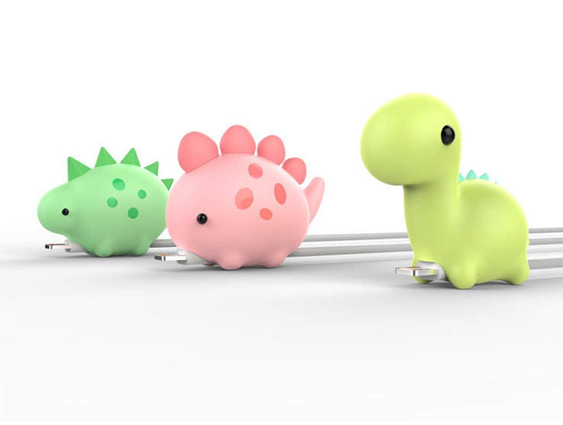 ZOEAST(TM) 3pcs Cartoon Animal Fruits Protector USB Charger Saver Charging Data Earphone Line Protector Compatible with All iPhone iPad iPod and Most Android Phones (Dinosaur Fish Unicorn) Dinosaur Fish Unicorn