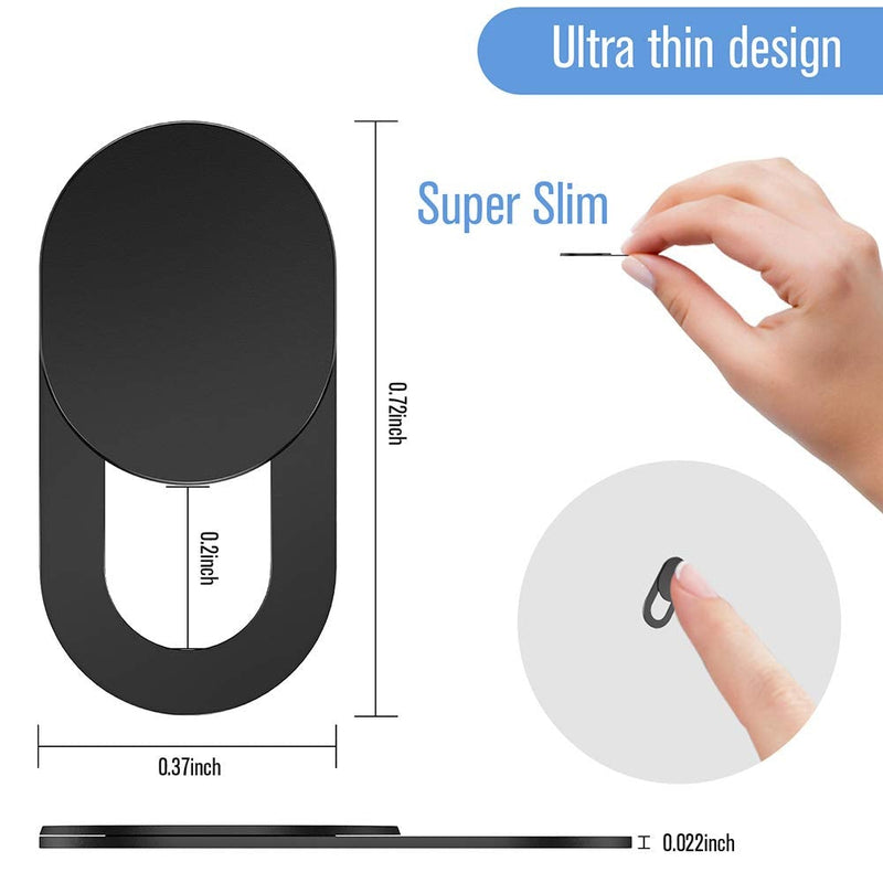 Webcam Cover Slide,[6 Pack] Ultra-Thin Laptop Web Camera Cover Compatible with MacBook,Laptop,PC,Computer,iMac,iPad, iPhone Cell Phone etc. 0.022in Thick Web Blocker Protect Your Privacy and Security 6 Pack Black