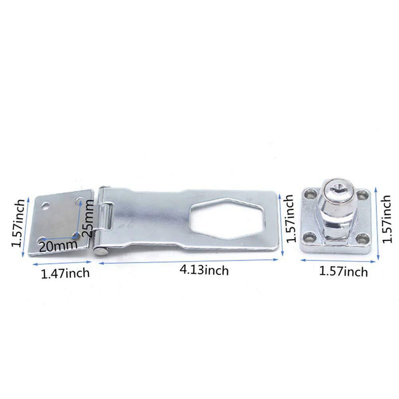 2 Packs Keyed Hasp Locks Twist Knob Keyed Locking Hasp for Small Doors, Cabinets and More,Stainless Steel Steel, Chrome Plated Hasp Lock Catch Latch Safety Lock (4Inch with Lock) 4Inch with Lock