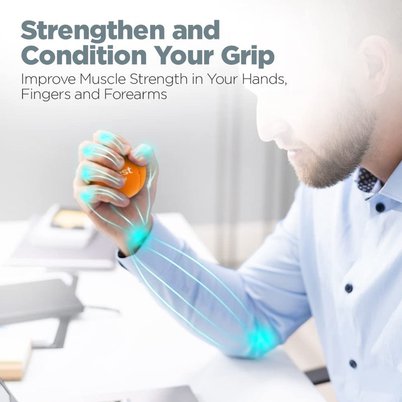 Logest Hand Stress Ball - Stress Reliever and Hand Exercise Ball - Stress Balls for Adults to Strengthen Grip Reduce Carpal Tunnel Pain Anxiety Finger Hand Green, Blue, Gray, Black