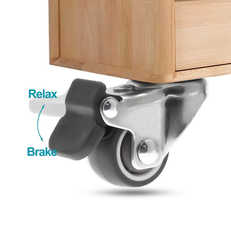 Luomorgo 4 Pack 1.25" Caster Wheels with Brakes Rubber Swivel Heavy Duty Casters with 360 Degree Top Plate, 140 lbs Total Capacity Caster, 20 Screws & A Handy Screwdriver for Free