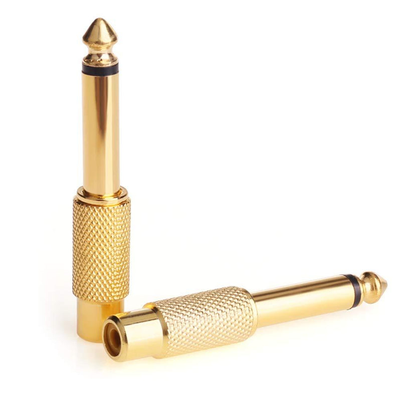 1/4 to RCA, NANYI- RCA to 1/4 Adapter RCA Female to 6.35mm 1/4 inch Male Mono TS Interconnect Audio Adapter Conversion Plug Adaptor Gold Plated-4 Pack 6.35M-RCA F-Gold-4Pack