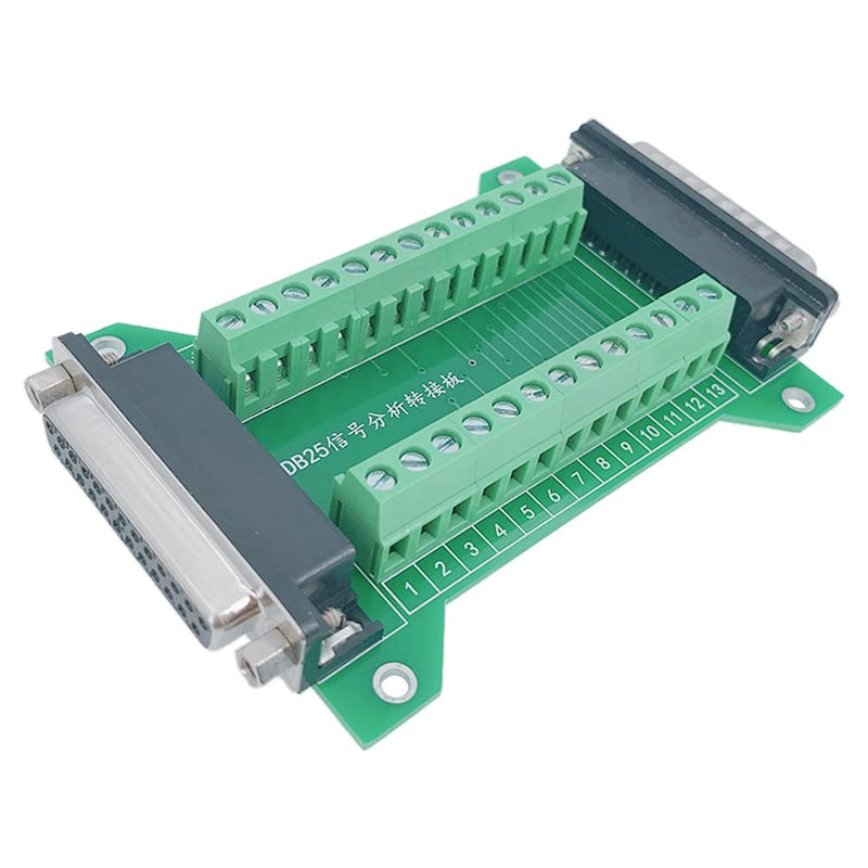 Jienk 1Pcs DB25 Male to Female Terminal Breakout Board, RS232 D-SUB Serial to 25pin Port Terminal Block Gender Changer Connector DB25 Male to Female（1pcs）