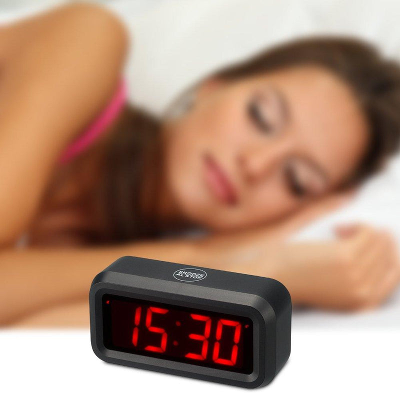 KWANWA Digital Alarm Clock Battery Operated Only with 1.2 Inch Red LED Display, Adjustable Brightness, for Bedroom, Bedside, Desk, Shelf, Travel