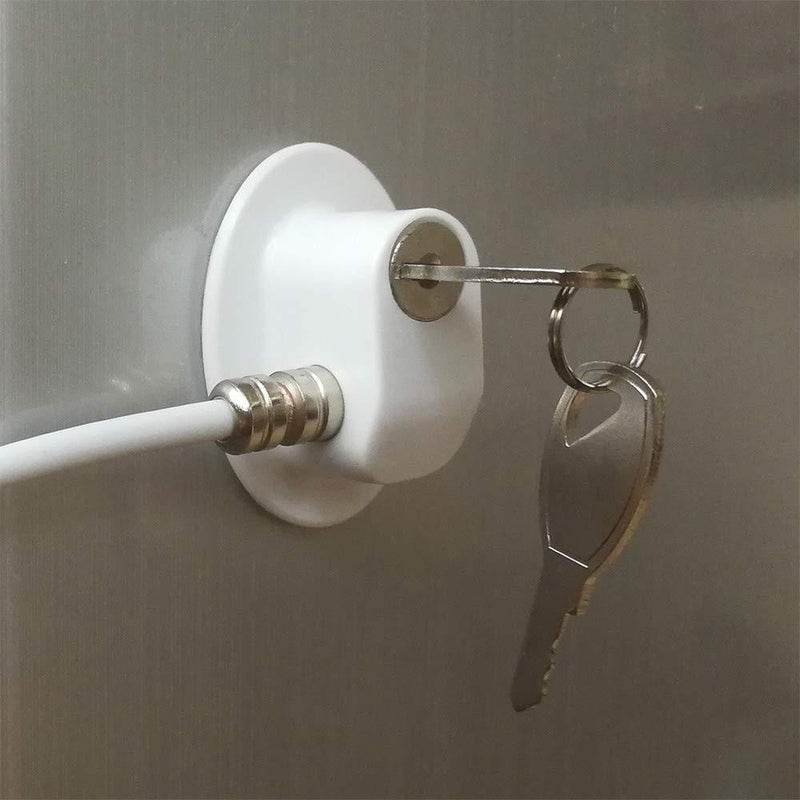 Alamic Refrigerator Door Lock - Freezer Door Lock Cabinet Lock Strong Adhesive Cable Lock Security Door Lock White - 1 Pack White Refrigerator Door Lock - 1 Pack
