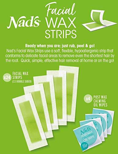 Nad's Facial Wax Strips, Fragrance free, 24 Count (Pack of 2)