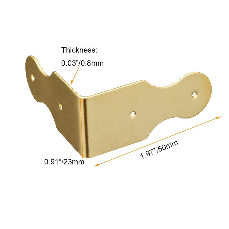 Tiazza 8Pcs Pure Brass Box Corner Protector Corner Braces Hardware Desk Edge Right Angle Guards Wood Jewelry Box Photo Frame Accessories (Gold) Gold